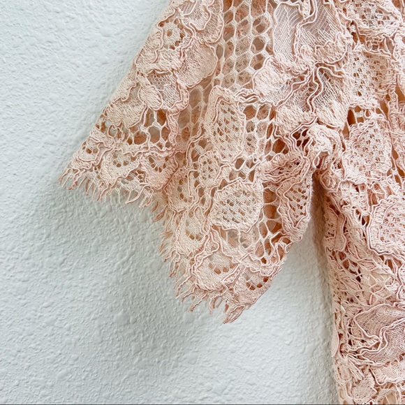 ALEXIS midi dress laced floral pink sheath bodycon nude formal wedding prom boho - Picture 9 of 14